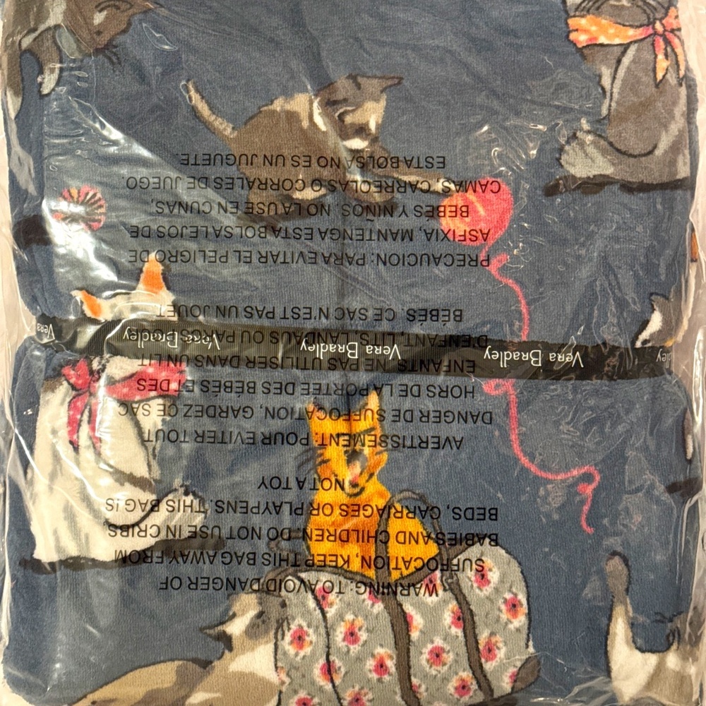 Vera Bradley CAT'S MEOW Fleece Throw Blanket 80" X 50" Cat Soft New Tags